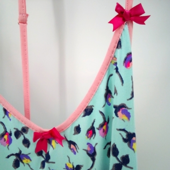 Betsey Johnson Mint Green Floral Pajama Top 2016 Collection Spandex Blend M - Picture 11 of 11